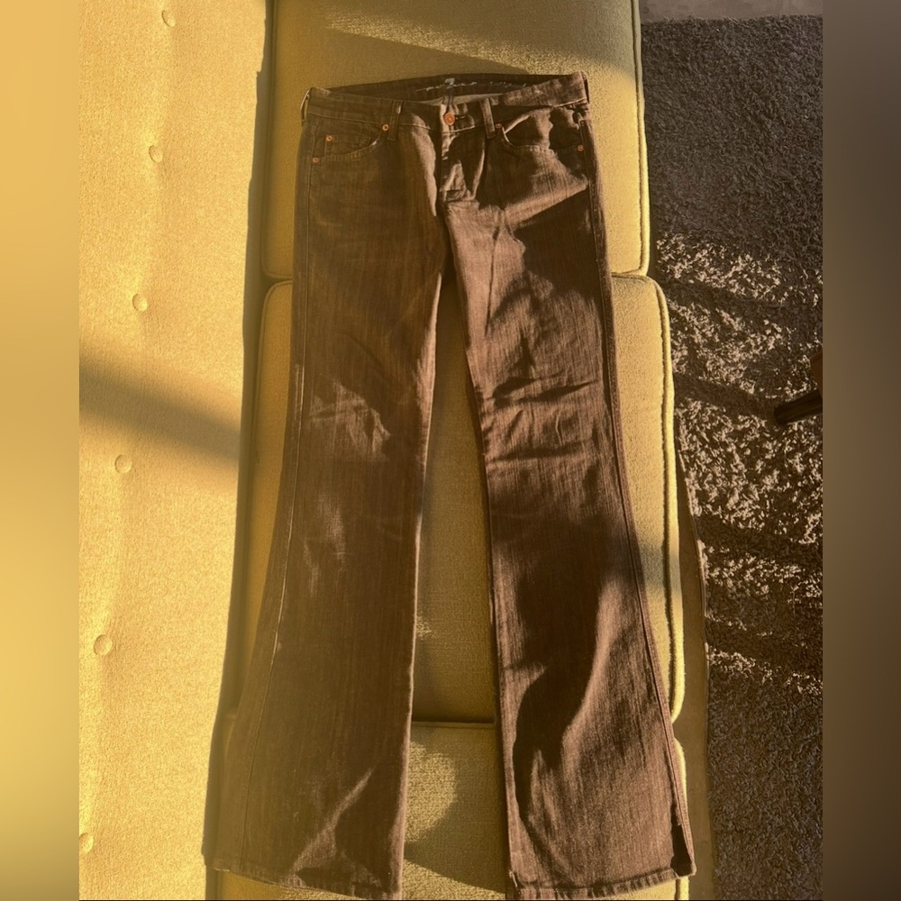 EUC 7-for-all-mankind Women's Brown and Grey Jeans - Picture 2 of 14